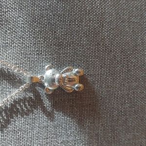 Teddy Bear Silver Necklace - 22"